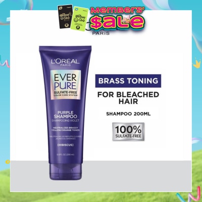 LOREAL PARIS HAIR EXPERT - EverPure Brass Toning Purple Sulfate-free Shampoo (Neutralise Brassiness For All Colored Hair) 200ml