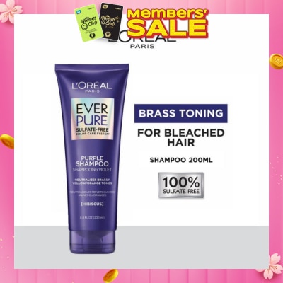 LOREAL PARIS HAIR EXPERT EverPure Brass Toning Purple Sulfate-free Shampoo (Neutralise Brassiness For All Colored Hair) 200ml