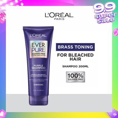 LOREAL PARIS HAIR EXPERT EverPure Brass Toning Purple Sulfate-free Shampoo (Neutralise Brassiness For All Colored Hair) 200ml