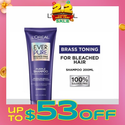 LOREAL PARIS HAIR EXPERT EverPure Brass Toning Purple Sulfate-free Shampoo (Neutralise Brassiness For All Colored Hair) 200ml