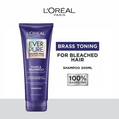 L'OREAL PARIS HAIR EXPERT EverPure Brass Toning Purple Sulfate-free Shampoo (Neutralise Brassiness For All Colored Hair) 200ml