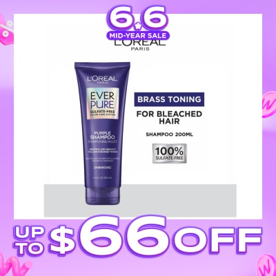 LOREAL PARIS HAIR EXPERT - EverPure Brass Toning Purple Sulfate-free Shampoo (Neutralise Brassiness For All Colored Hair) 200ml