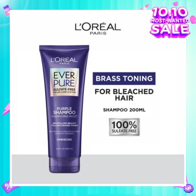 LOREAL PARIS HAIR EXPERT EverPure Brass Toning Purple Sulfate-free Shampoo (Neutralise Brassiness For All Colored Hair) 200ml