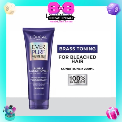 LOREAL PARIS HAIR EXPERT - EverPure Brass Toning Purple Sulfate-free Conditioner (Neutralise Brassiness For All Colored Hair) 200ml