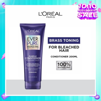 LOREAL PARIS HAIR EXPERT EverPure Brass Toning Purple Sulfate-free Conditioner (Neutralise Brassiness For All Colored Hair) 200ml