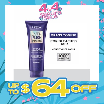 LOREAL PARIS HAIR EXPERT - EverPure Brass Toning Purple Sulfate-free Conditioner (Neutralise Brassiness For All Colored Hair) 200ml