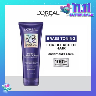 LOREAL PARIS HAIR EXPERT EverPure Brass Toning Purple Sulfate-free Conditioner (Neutralise Brassiness For All Colored Hair) 200ml