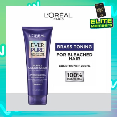 LOREAL PARIS HAIR EXPERT EverPure Brass Toning Purple Sulfate-free Conditioner (Neutralise Brassiness For All Colored Hair) 200ml