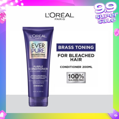 LOREAL PARIS HAIR EXPERT EverPure Brass Toning Purple Sulfate-free Conditioner (Neutralise Brassiness For All Colored Hair) 200ml