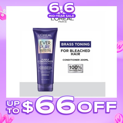 LOREAL PARIS HAIR EXPERT - EverPure Brass Toning Purple Sulfate-free Conditioner (Neutralise Brassiness For All Colored Hair) 200ml