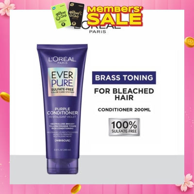 LOREAL PARIS HAIR EXPERT EverPure Brass Toning Purple Sulfate-free Conditioner (Neutralise Brassiness For All Colored Hair) 200ml