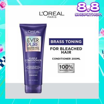 LOREAL PARIS HAIR EXPERT EverPure Brass Toning Purple Sulfate-free Conditioner (Neutralise Brassiness For All Colored Hair) 200ml