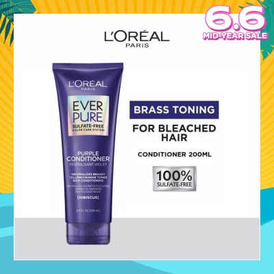 L'OREAL PARIS HAIR EXPERT EverPure Brass Toning Purple Sulfate-free Conditioner (Neutralise Brassiness For All Colored Hair) 200ml