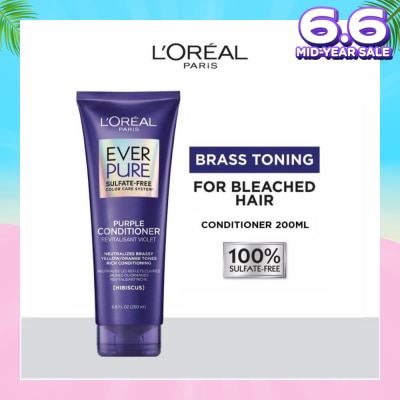 L'OREAL PARIS HAIR EXPERT EverPure Brass Toning Purple Sulfate-free Conditioner (Neutralise Brassiness For All Colored Hair) 200ml