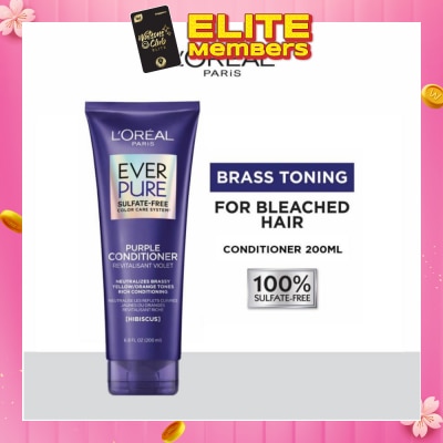 LOREAL PARIS HAIR EXPERT EverPure Brass Toning Purple Sulfate-free Conditioner (Neutralise Brassiness For All Colored Hair) 200ml