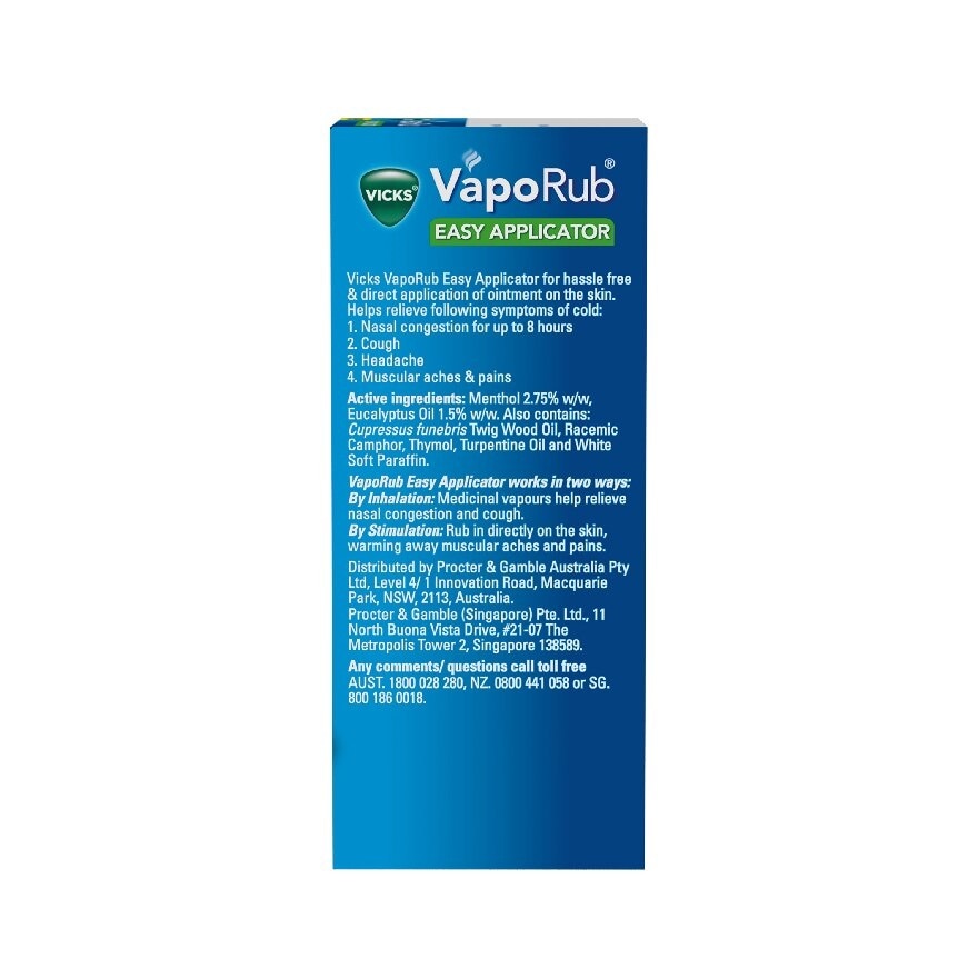 Vaporub Easy Applicator Topical Ointment For Cough And Cold Symptoms (Stick) 35g