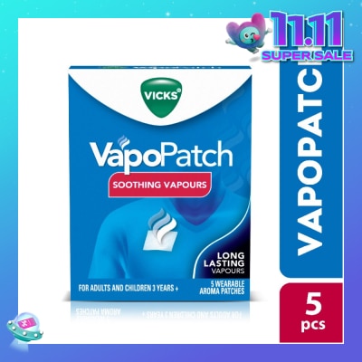 VICKS Vapopatch Wearable Aroma Patches (Help You Breathe Easy With Soothing Vicks® Vapours) 5s