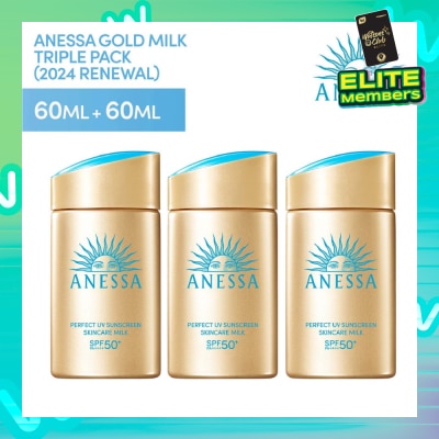 ANESSA Perfect UV Sunscreen Skincare SPF50_ PA++++ Gold Milk 60ml Triple Packset 60ml x 3s