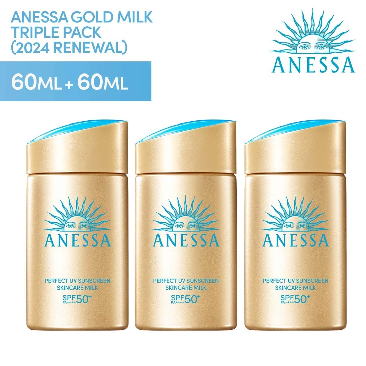 Perfect UV Sunscreen Skincare SPF50_ PA++++ Gold Milk 60ml Triple Packset 60ml x 3s