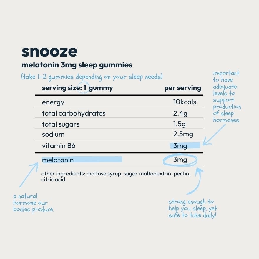 Snooze 3mg Melatonin Gummies 30s