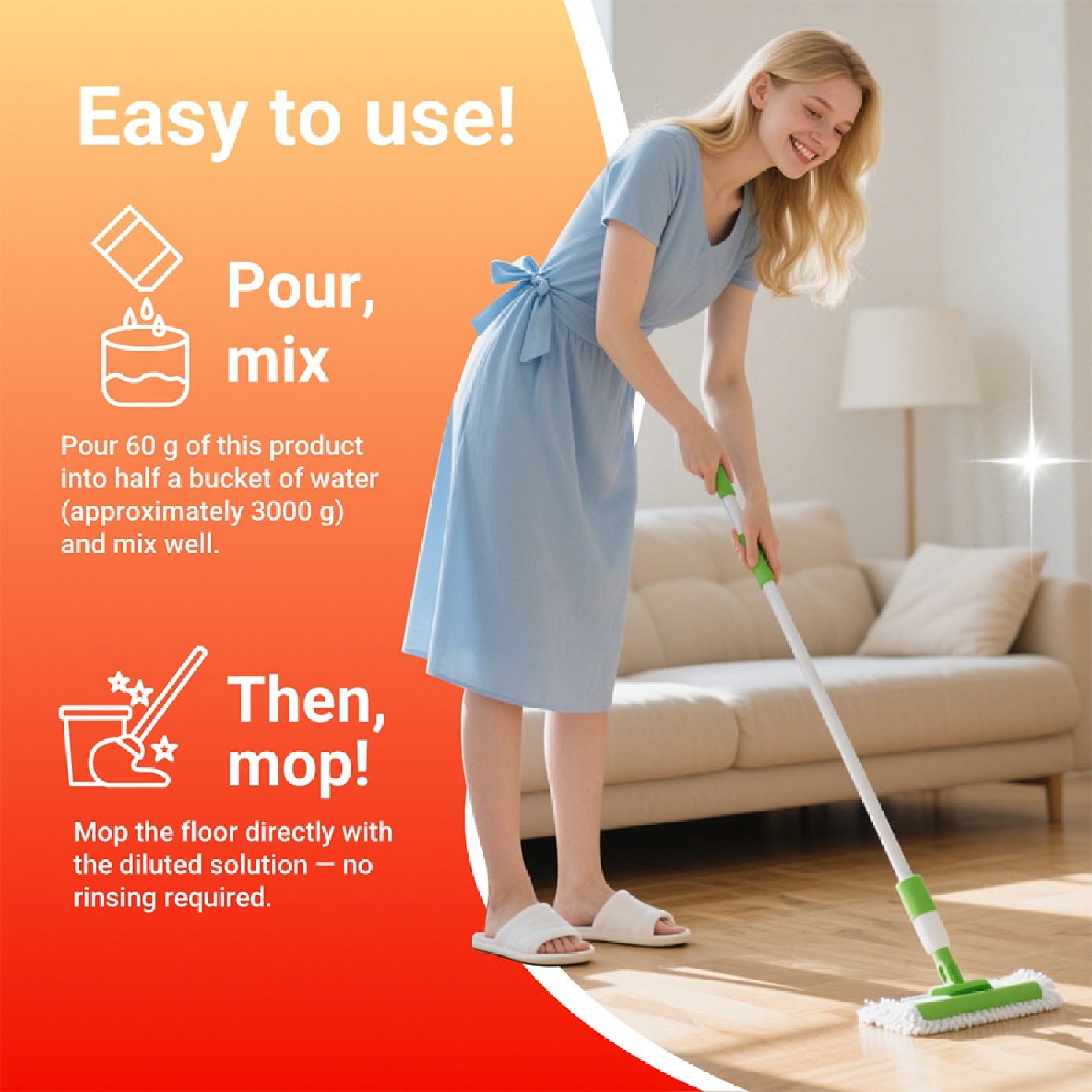 Orange Scent Wooden Floor Cleaner 1000g x 2s