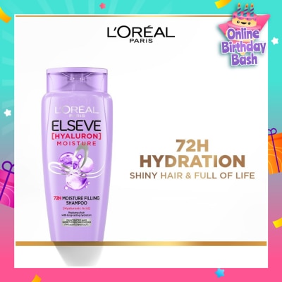 L'OREAL PARIS ELSEVE Hyaluron Moisture 72H Moisture Filling Shampoo (Detangles + 72H Hydration Boost) 280ml