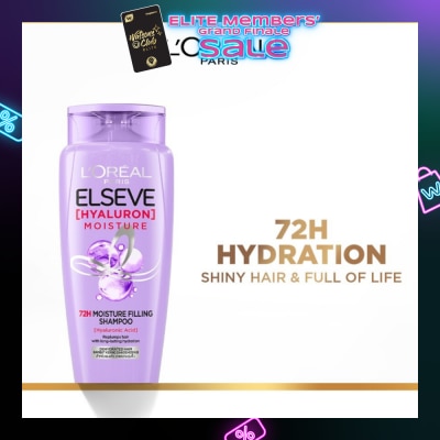 L'OREAL PARIS ELSEVE Hyaluron Moisture 72H Moisture Filling Shampoo (Detangles + 72H Hydration Boost) 280ml