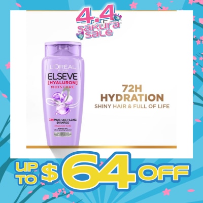 L'OREAL PARIS ELSEVE - Hyaluron Moisture 72H Moisture Filling Shampoo (Detangles + 72H Hydration Boost) 280ml