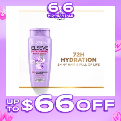 L'OREAL PARIS ELSEVE - Hyaluron Moisture 72H Moisture Filling Shampoo (Detangles + 72H Hydration Boost) 280ml