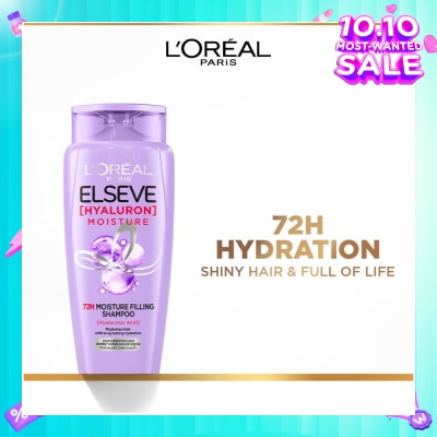 L'OREAL PARIS ELSEVE Hyaluron Moisture 72H Moisture Filling Shampoo (Detangles + 72H Hydration Boost) 280ml