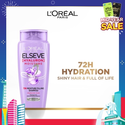 L'OREAL PARIS ELSEVE Hyaluron Moisture 72H Moisture Filling Shampoo (Detangles + 72H Hydration Boost) 280ml