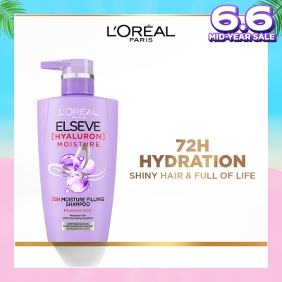 L'OREAL PARIS ELSEVE Hyaluron Moisture 72H Moisture Filling Shampoo (Detangles + 72H Hydration Boost) 410ml