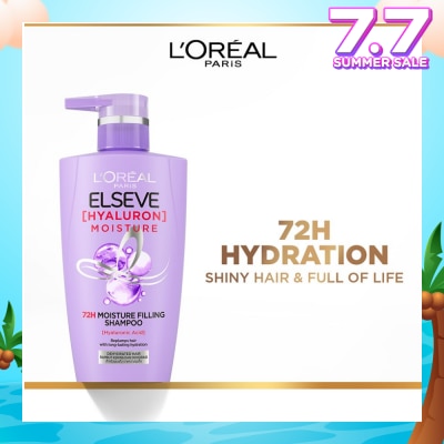 L'OREAL PARIS ELSEVE Hyaluron Moisture 72H Moisture Filling Shampoo (Detangles + 72H Hydration Boost) 410ml