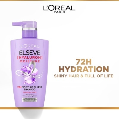 L'OREAL PARIS ELSEVE Hyaluron Moisture 72H Moisture Filling Shampoo (Detangles + 72H Hydration Boost) 410ml