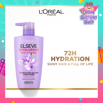L'OREAL PARIS ELSEVE Hyaluron Moisture 72H Moisture Sealing Conditioner (Detangles + 72H Hydration Boost) 410ml