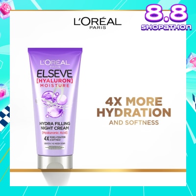 L'OREAL PARIS ELSEVE Hyaluron Moisture Hydra Filling Night Cream (4X More Hydration + Softness) 150ml