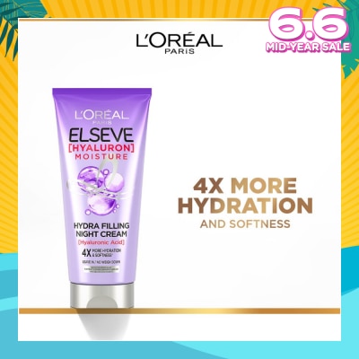 L'OREAL PARIS ELSEVE Hyaluron Moisture Hydra Filling Night Cream (4X More Hydration + Softness) 150ml