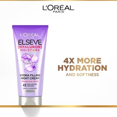 L'OREAL PARIS ELSEVE Hyaluron Moisture Hydra Filling Night Cream (4X More Hydration + Softness) 150ml