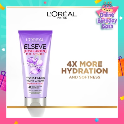 L'OREAL PARIS ELSEVE Hyaluron Moisture Hydra Filling Night Cream (4X More Hydration + Softness) 150ml