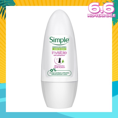 SIMPLE Soothing Anti-Perspirant Deodorant Roll-On Vanilla & Peach 45ml (Expiry: Feb`2026)