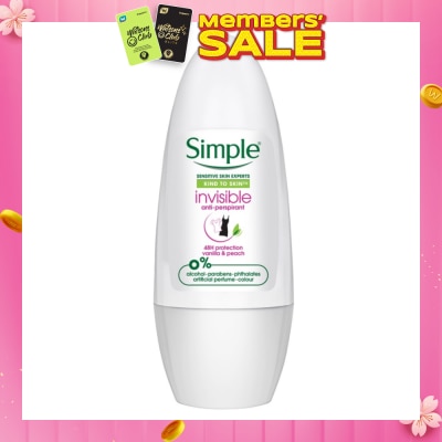 SIMPLE Soothing Anti-Perspirant Deodorant Roll-On Vanilla & Peach 45ml (Expiry: Jul`2026)