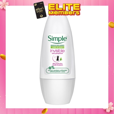 SIMPLE Soothing Anti-Perspirant Deodorant Roll-On Vanilla & Peach 45ml (Expiry: Jul`2026)