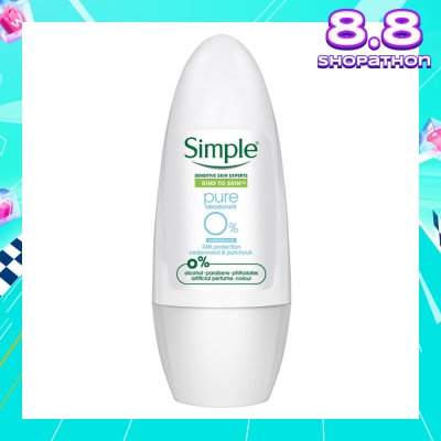 SIMPLE Pure 0% Alumunium Salts Deodorant Roll-On (Cedarwood & Patchouli) 45ml