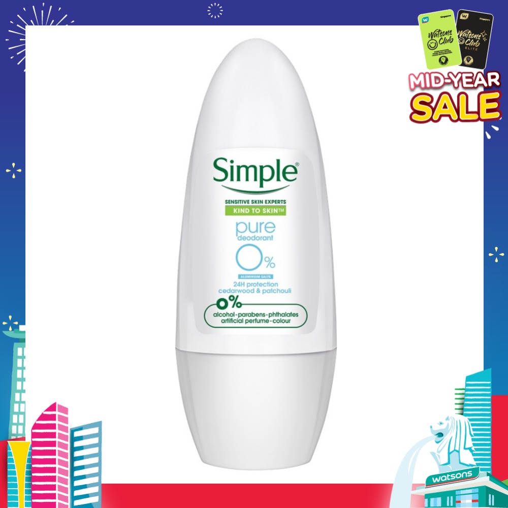 Pure 0% Alumunium Salts Deodorant Roll-On (Cedarwood & Patchouli) 45ml