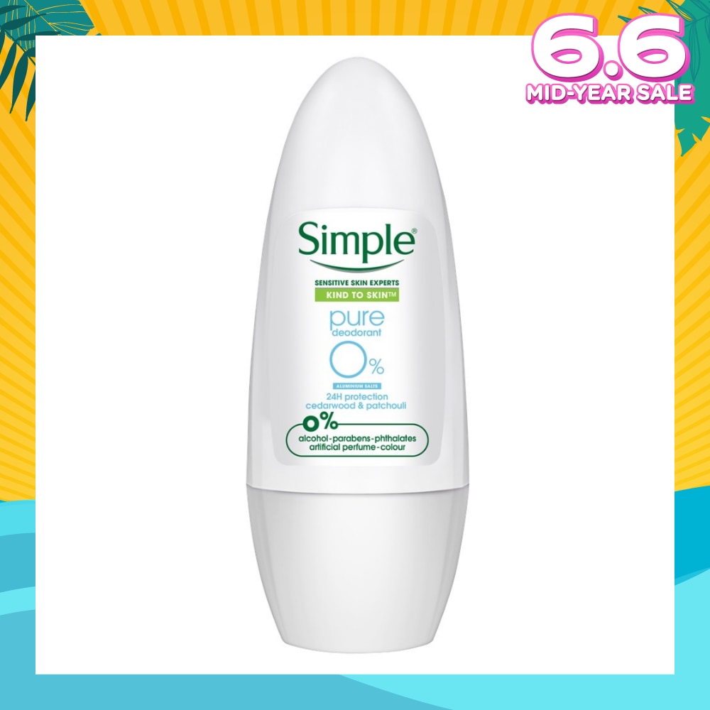 Pure 0% Alumunium Salts Deodorant Roll-On (Cedarwood & Patchouli) 45ml
