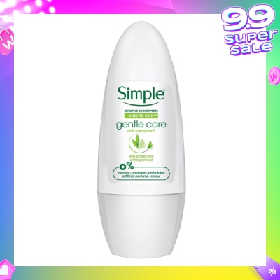 SIMPLE Gentle Care Anti-Perspirant Deodorant Roll-On (Unfragranced) 45ml