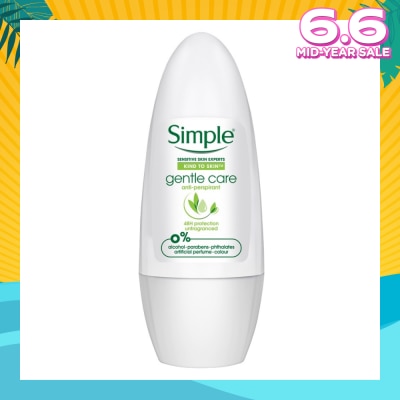 SIMPLE Gentle Care Anti-Perspirant Deodorant Roll-On (Unfragranced) 45ml