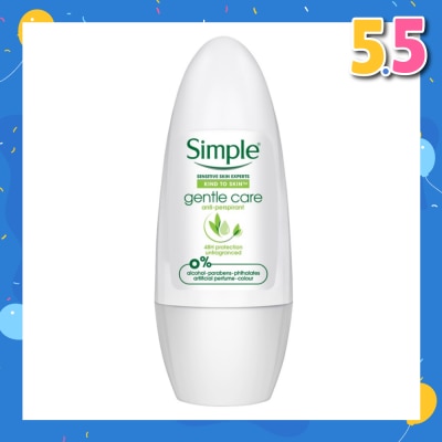 SIMPLE Gentle Care Anti-Perspirant Deodorant Roll-On (Unfragranced) 45ml