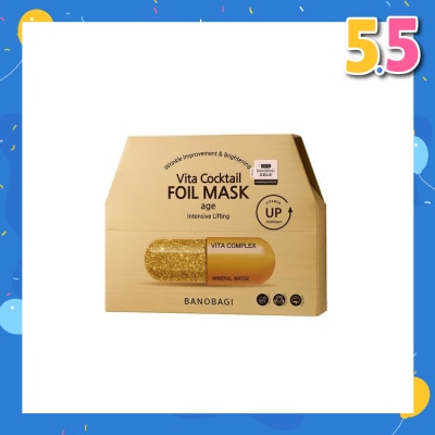 BANOBAGI Vita Cocktail Foil Mask (Age Ample Moisture Chemical Free Foil Sheet Bolstered Soft Layers) 10s