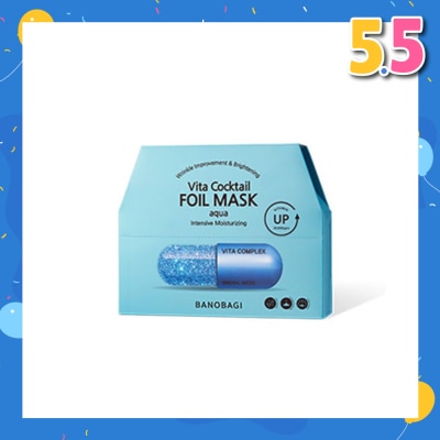 BANOBAGI Vita Cocktail Foil Mask (Aqua Ample Moisture Chemical Free Foil Sheet Bolstered Soft Layers) 10s